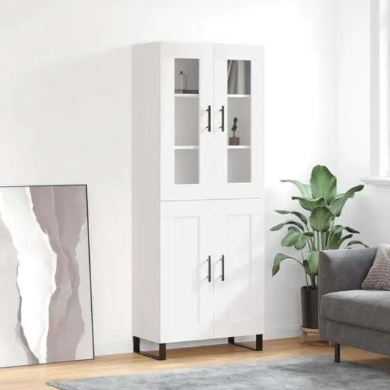 vidaXL Højskab 69,5x34x180 cm Konstrueret Træ Hvid
