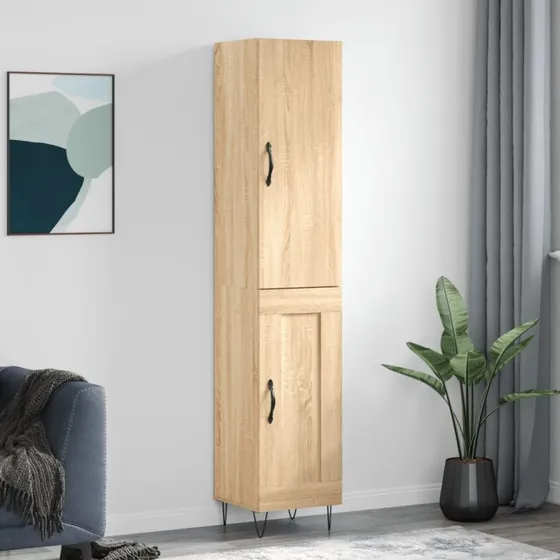 vidaXL Skab 34,5x34x180 cm Konstrueret Træ Sonoma-Eg