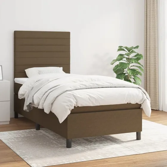 vidaXL Kontinentalseng 90x190 cm med madras, mørkebrun
