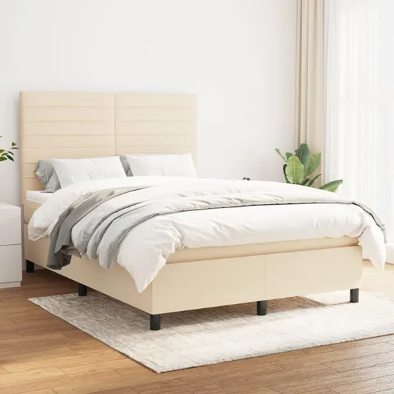 vidaXL Kontinentalseng med Madras 140x190 cm Creme