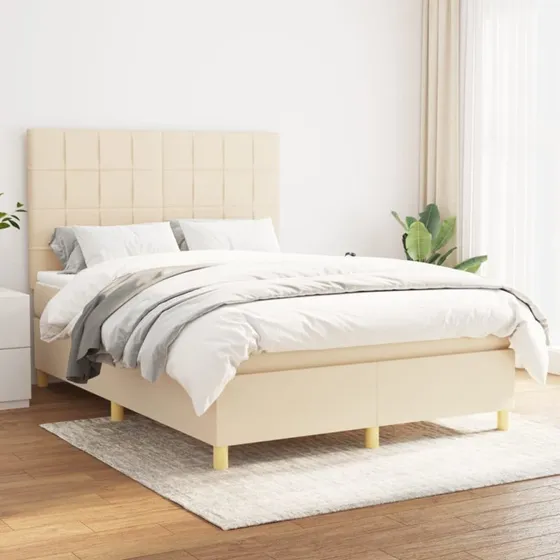 vidaXL Kontinentalseng med Madras 140x200 cm Creme