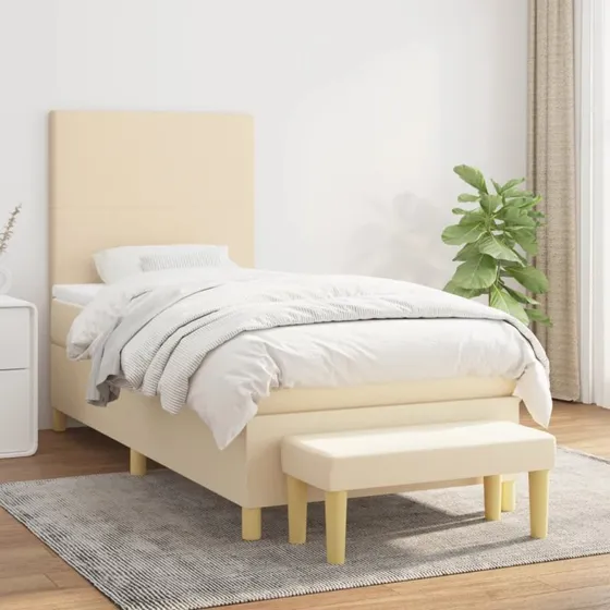 vidaXL Kontinentalseng 90x200 cm med madras, cremefarvet