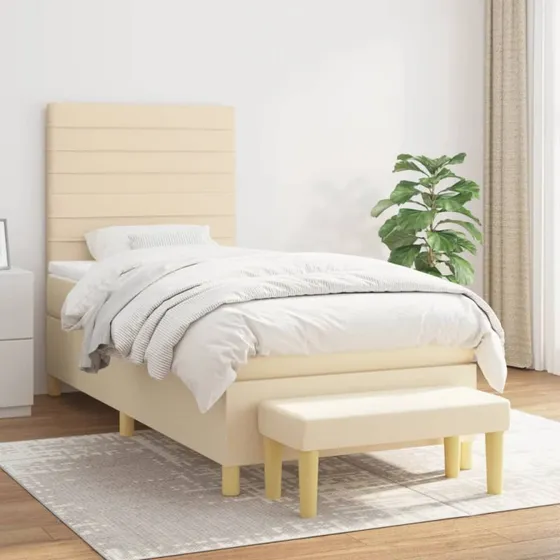 vidaXL Kontinentalseng 90x200 cm med madras, cremefarvet