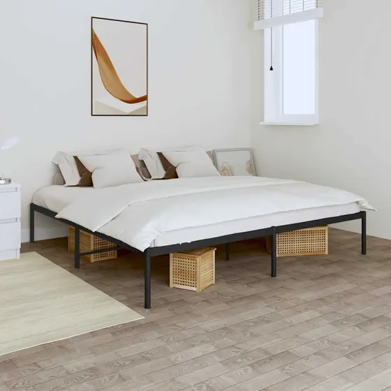 vidaXL Sengeramme 200x200 cm metal sort