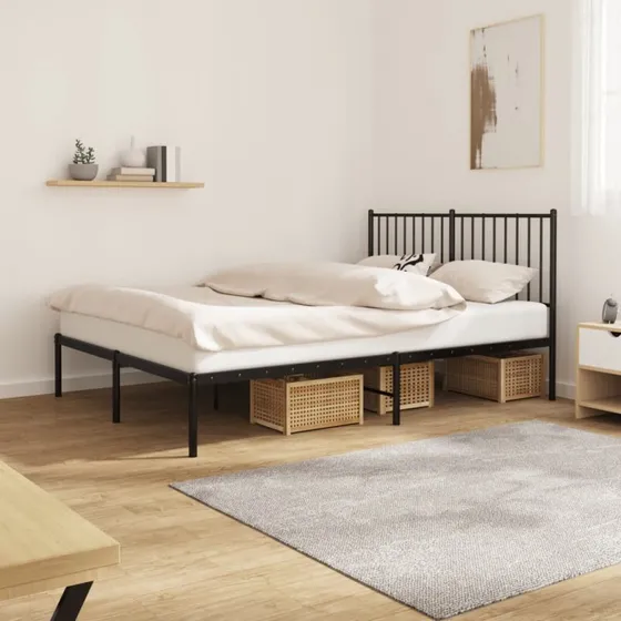 vidaXL Sengeramme 140x190 cm metal sort med sengegavl