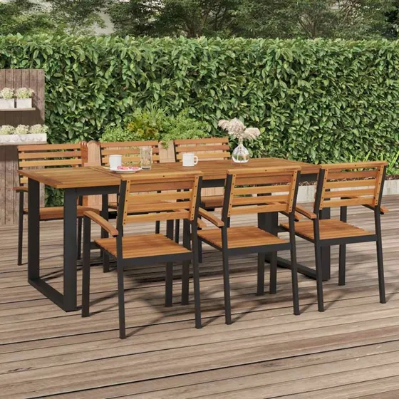 vidaXL Havebord 200x90x75 cm med U-formede ben i massivt akacietræ