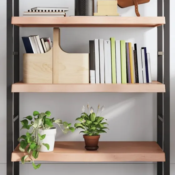vidaXL Væghylde 80x50x(2-6) cm Behandlet Massivt Egetræ Lysebrun