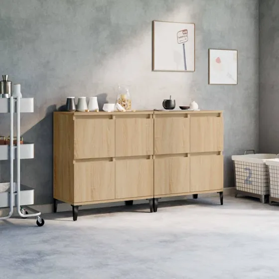 vidaXL Skænke 2 stk. 60x35x70 cm Konstrueret Træ Sonoma-Eg