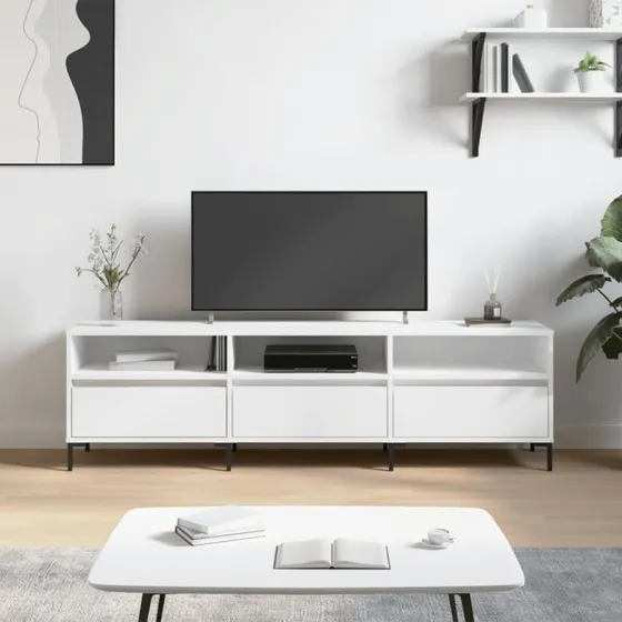 vidaXL tv-bord 150x30x44,5 cm hvid konstrueret træ