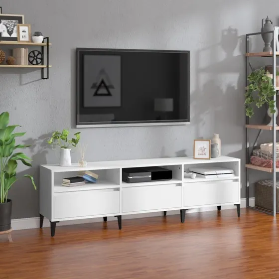 vidaXL tv-bord 150x30x44,5 cm hvid konstrueret træ