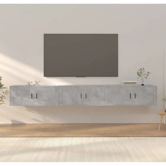 vidaXL væghængt tv-skab 3 stk. 100x34,5x40 cm betongrå
