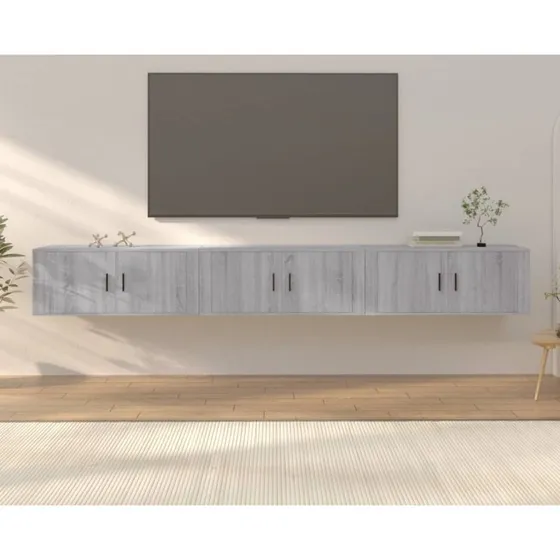 vidaXL væghængt tv-skab 3 stk. 100x34,5x40 cm grå sonoma-eg