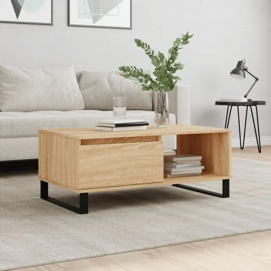 vidaXL Sofabord 90x50x36,5 cm Konstrueret Træ Sonoma-Eg