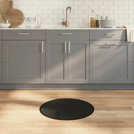 vidaXL gulvtæppe 60 cm rundt bambus sort