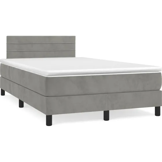 vidaXL Kontinentalseng 120x190 cm med Madras i Lysegrå Velour