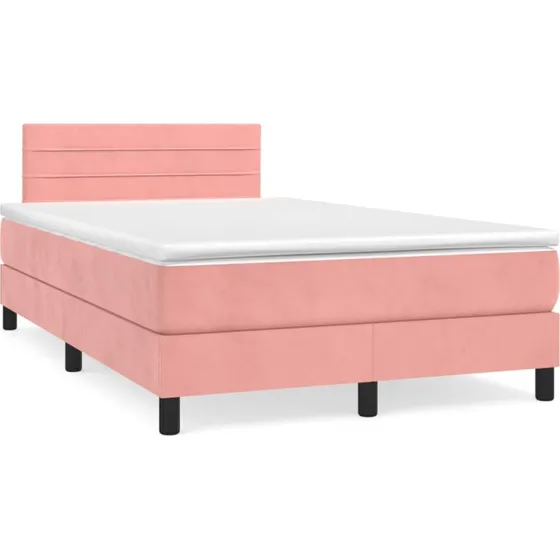 vidaXL Kontinentalseng med Madras 120x190 cm Lyserød Velour