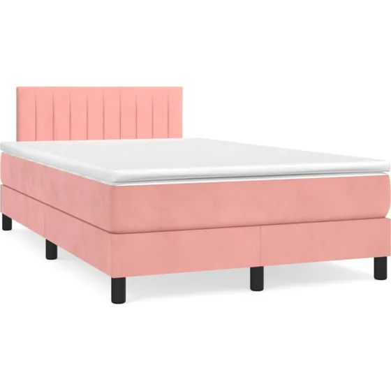 vidaXL Kontinentalseng 120x190 cm Lyserød Velour