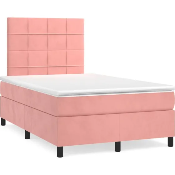 vidaXL Kontinentalseng 120x190 cm lyserød med velourmadras