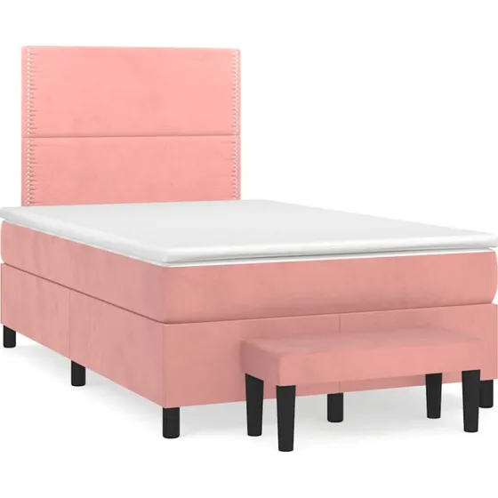 vidaXL Kontinentalseng 120x190 cm Lyserød Velour