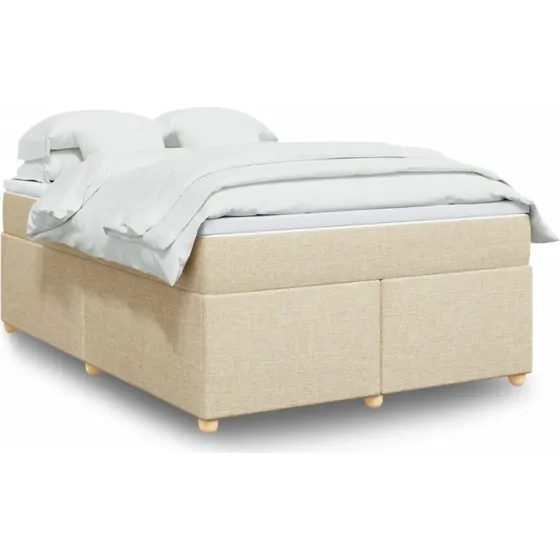 vidaXL Kontinentalseng 140x190 cm Creme Stof