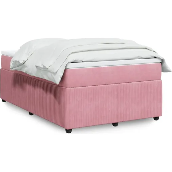 vidaXL Kontinentalseng 120x190 cm med velour-madras lyserød
