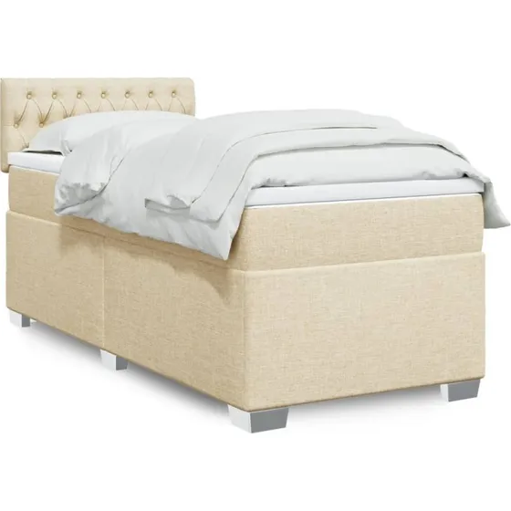 vidaXL Kontinentalseng 90x200 cm Stof Creme med Pocketmadras