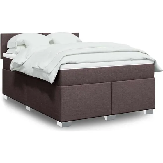 vidaXL Kontinentalseng 140x190 cm mørkebrun med pocketmadras