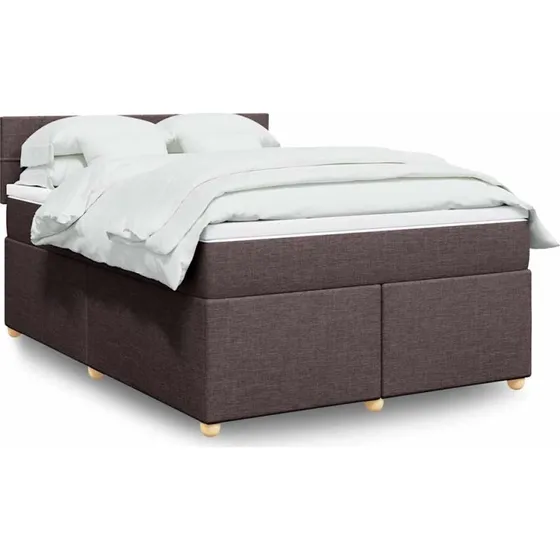 vidaXL Kontinentalseng 140x190 cm mørkebrun med pocketmadras