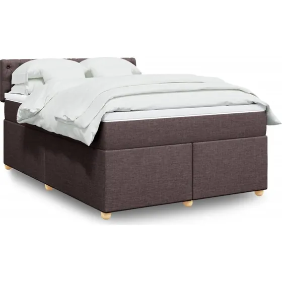 vidaXL Kontinentalseng 140x190 cm mørkebrun med pocketmadras