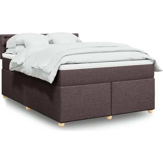vidaXL Kontinentalseng 140x190 cm mørkebrun med pocketmadras