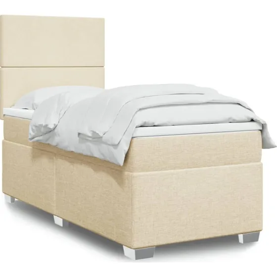 vidaXL Kontinentalseng med Madras 90x200 cm Creme