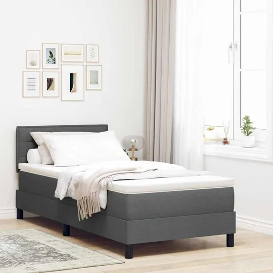 vidaXL Box spring seng med hovedgærde, Mørkegrå, 80 x 200 cm