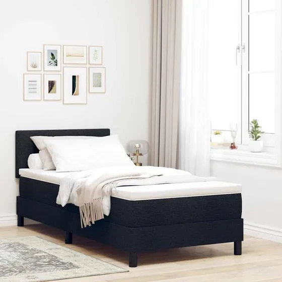 vidaXL Box spring seng med hovedgærde, sort 80 x 200 cm