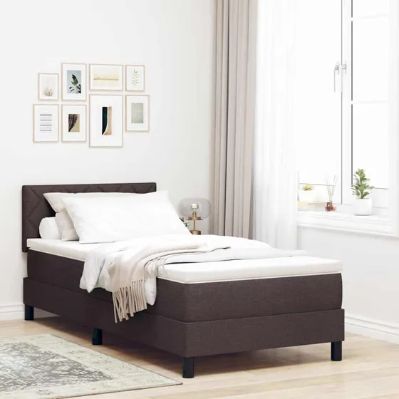 vidaXL Box spring seng med hovedgærde, Mørk Brun, 100 x 200 cm