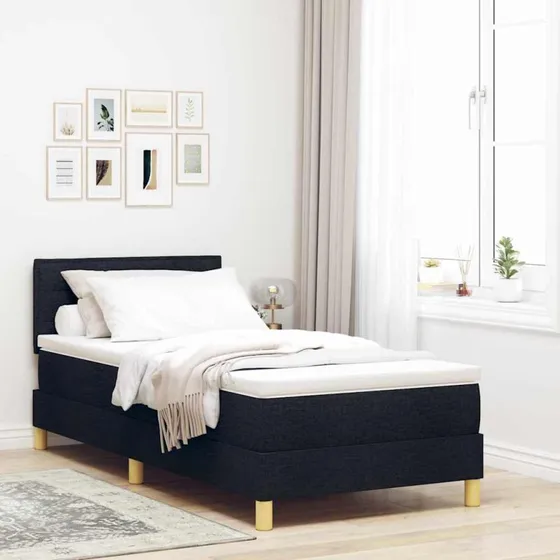 vidaXL Boxspring seng med hovedgærde, sort 80 x 200 cm