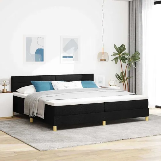 vidaXL Boxspring seng med hovedgærde, sort 200x200 cm