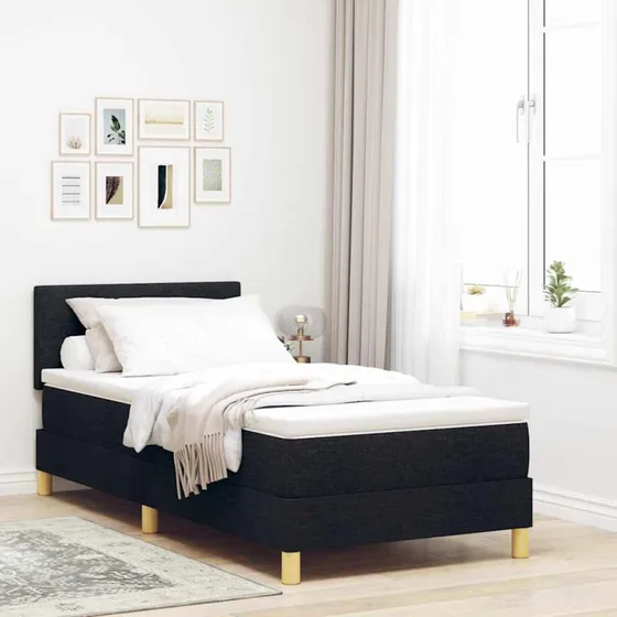 vidaXL Boxspring Seng med Hovedgærde 80 x 200 cm Sort