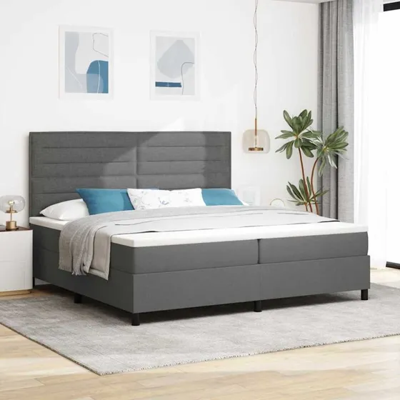 vidaXL Boxspring-seng med madras, Mørkegrå, 200 x 200 cm