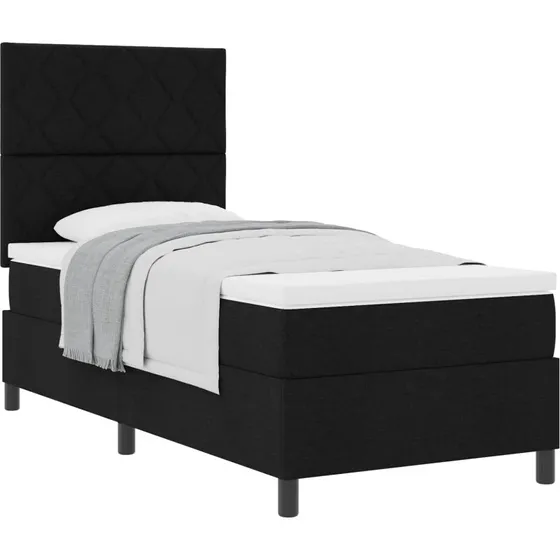 vidaXL Boxspring-seng med madras, Sort, 100 x 200 cm