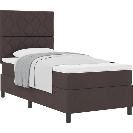 vidaXL Boxspring Seng med Madras Mørk Brun 100x200 cm