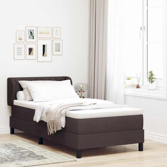 vidaXL Boxspring Seng Mørk Brun 90 x 190 cm Stof