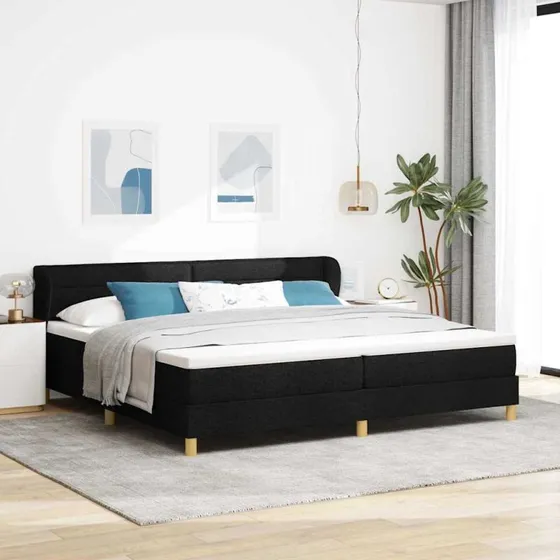 vidaXL Boxspring seng med madras Sort 200 x 200 cm Stof