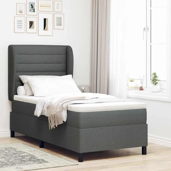 vidaXL Box spring seng med madras, Mørkegrå, 80 x 200 cm