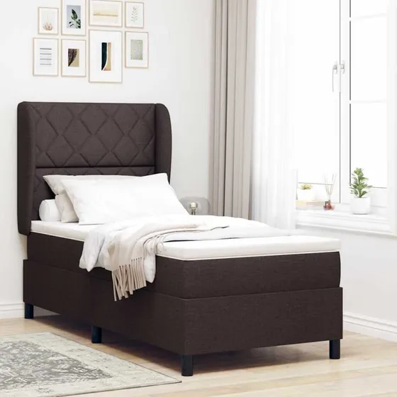 vidaXL Box Spring Seng med Madras Mørkebrun 100 x 200 cm Stof