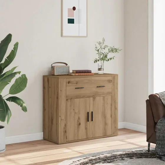 vidaXL Skænk 80x33x70 cm Konstrueret Træ Egetræsfarve