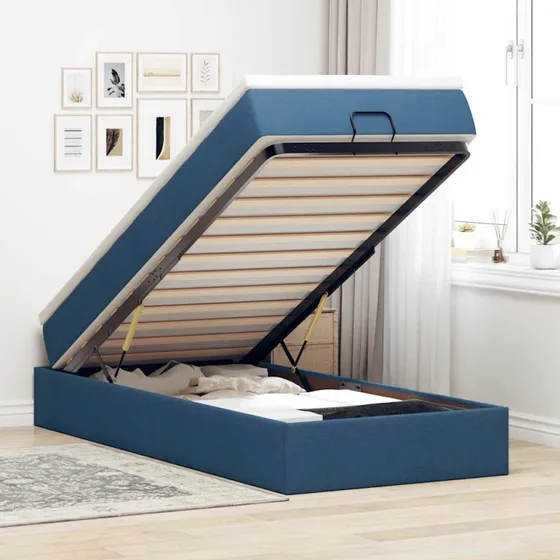 vidaXL Osmannisk Sengeramme med Madras 100x200 cm Blå