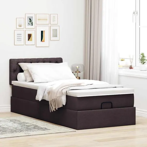vidaXL ottoman seng med madras 90x200 cm mørkebrun