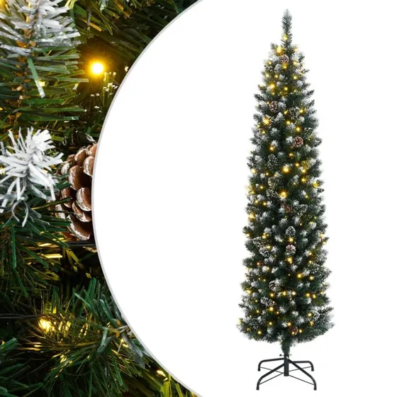 vidaXL Kunstigt Smalt Juletræ 180 cm med 300 LED-lys