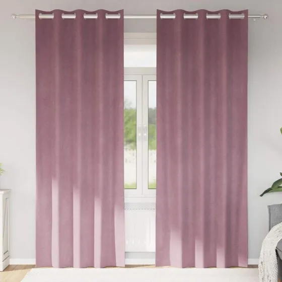 vidaXL Mørklægningsgardiner 2 stk Mørk Pink 140 x 225 cm Fløjl