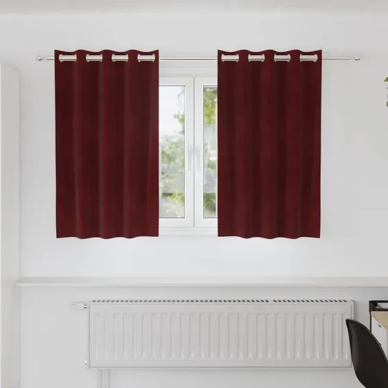 vidaXL Mørklægningsgardiner 2 stk Vinrød 140 x 140 cm Fløjl